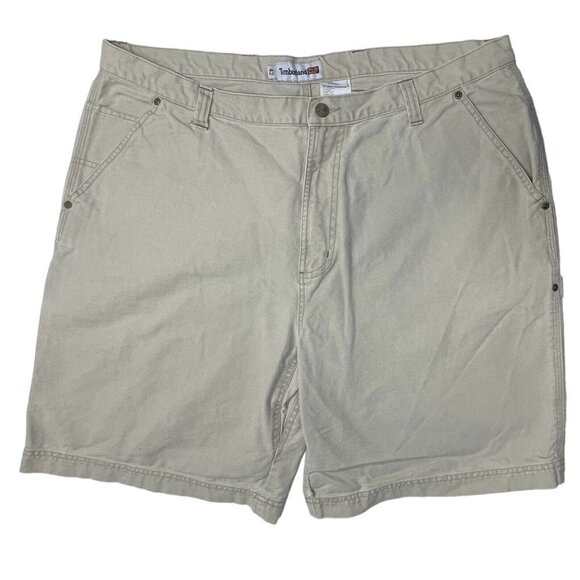 TIMBERLAND PRO SERIES Heavy Duty Cargo Shorts‎ Men's 42 Tan Cotton Twill *FLAW* - Picture 1 of 14